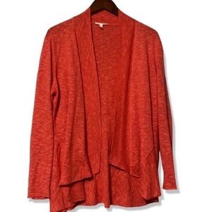 Eileen Fisher ORANGE Long Sleeve Linen Cotton Blend Open Cardigan: 4776